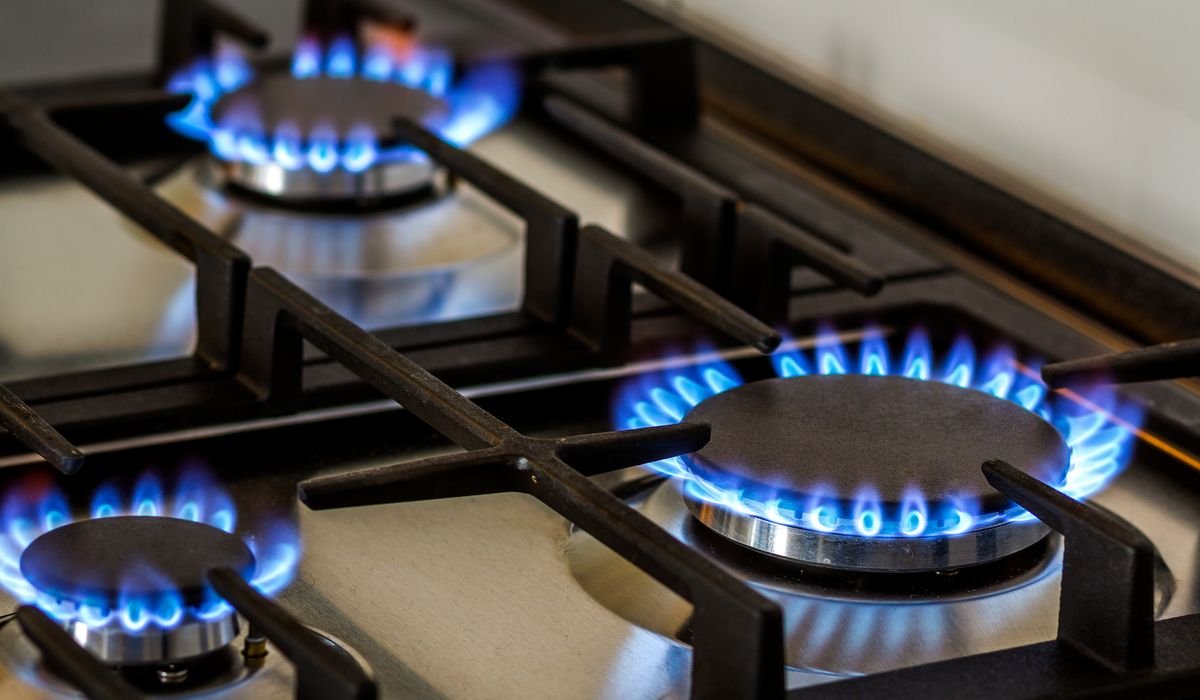 Gas stove blue flame