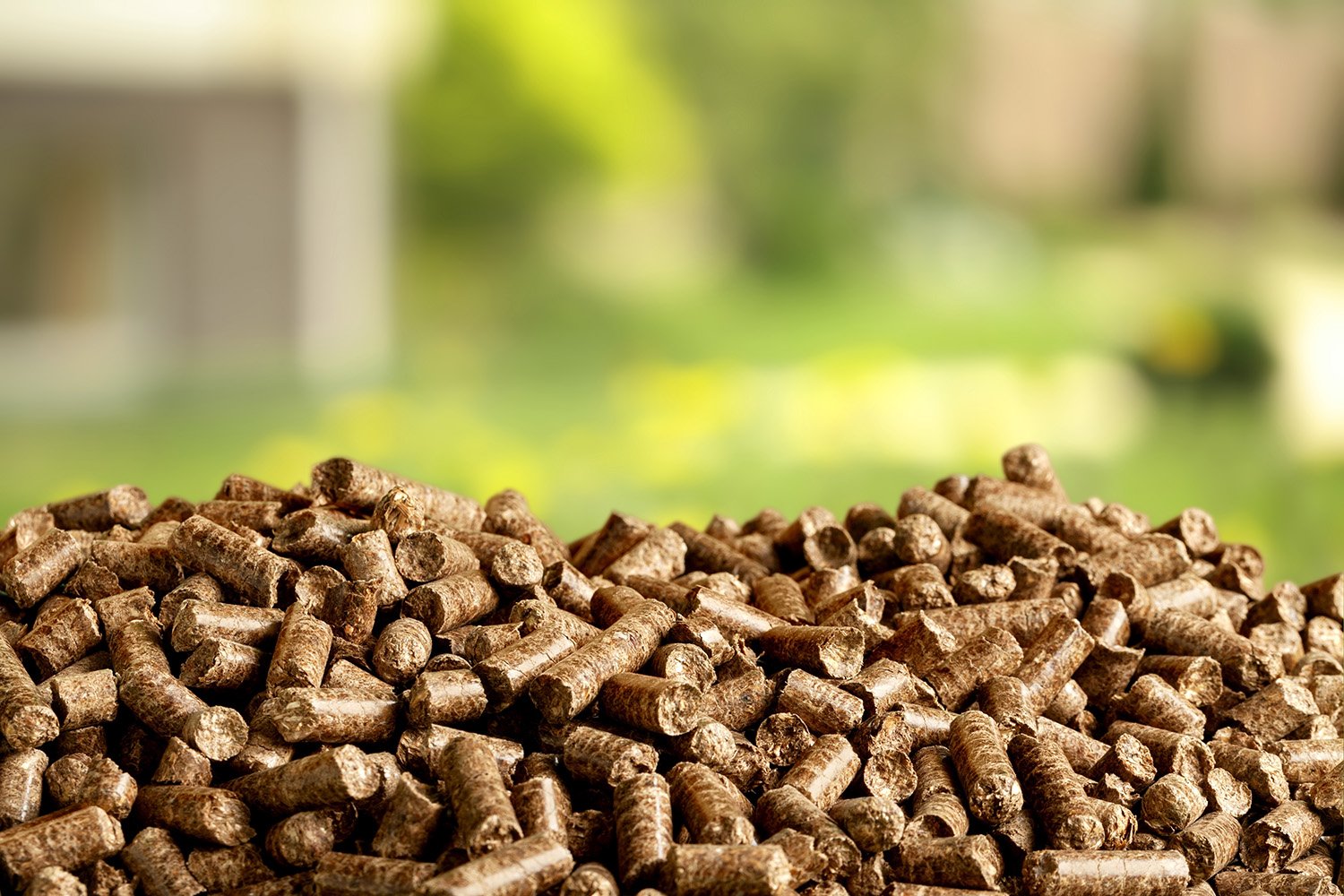 Wood pellets outdoor background