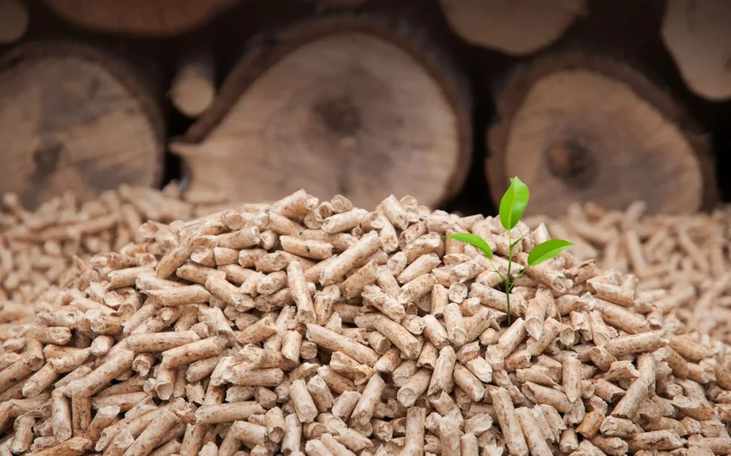 Wood pellets with plant
